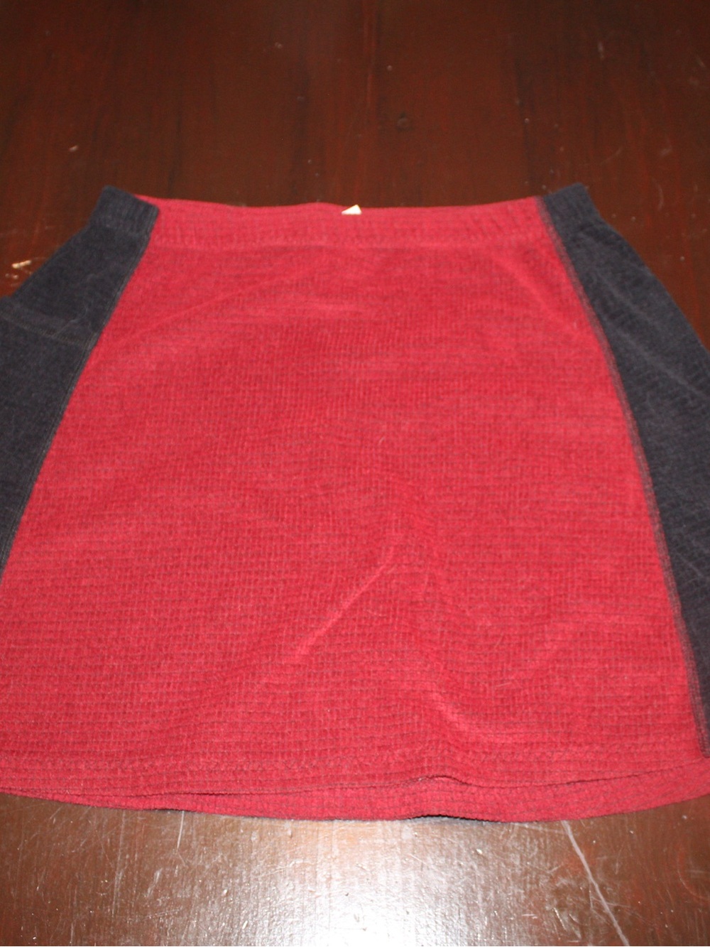 Melanzana Red Knit Skirt with Black Side Panels and Pocket